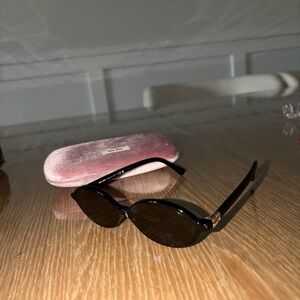 MIU MIU Elegant Black Sunglasses with Pink Case